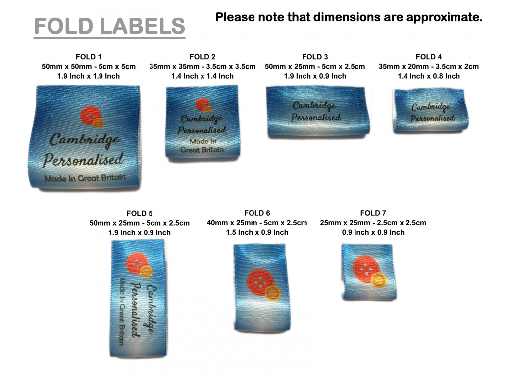 Personalised and Custom Folded and Flat Fabric Satin Ribbon Clothing Sewing Labels For Crafts ...
